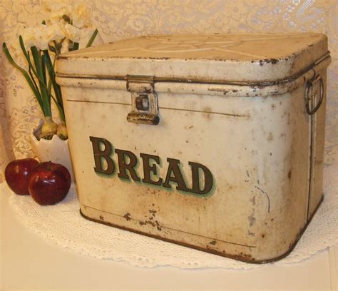 vitage metal bread box|old fashioned metal bread bin.